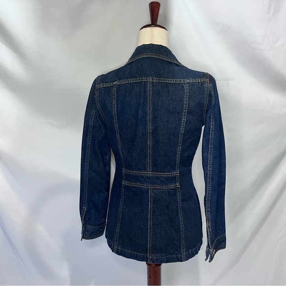 Rubbish Denim Jacket Sport Coat Look Split Back Jean Jacket. Size XS Y2K Long - Picture 2 of 8